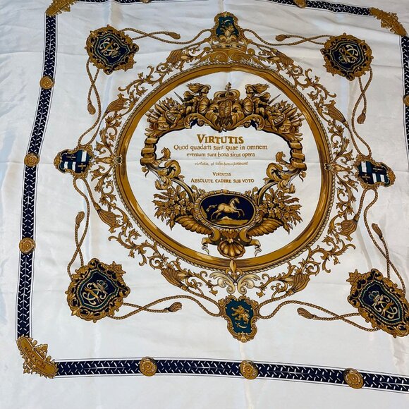 Jones New York Accessories - Jones New York Vintage Womens Scarf 35 Inch Square Virtutis Horse And Crest